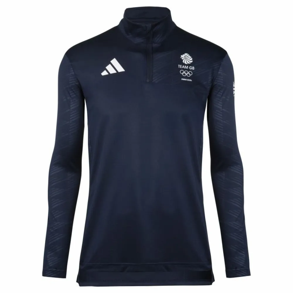 adidas Team GB Men's 1/2 Zip Long Sleeve Top