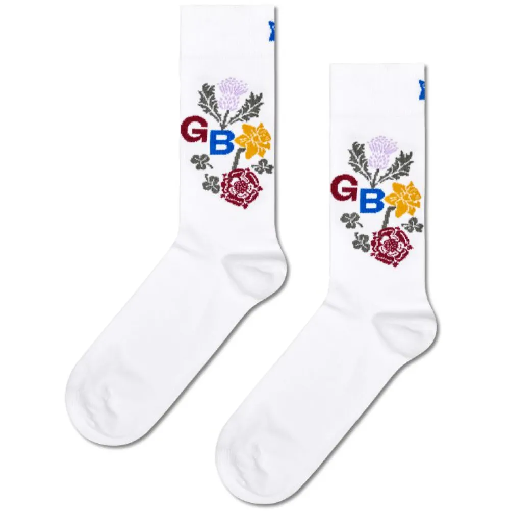 Team GB Happy Socks White The Greatest Team Socks