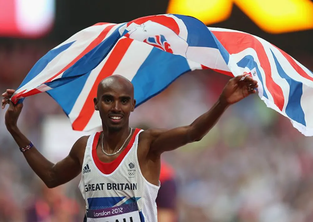 Team GB London 2012 Mo Farah 500m Gold Medal Art Print