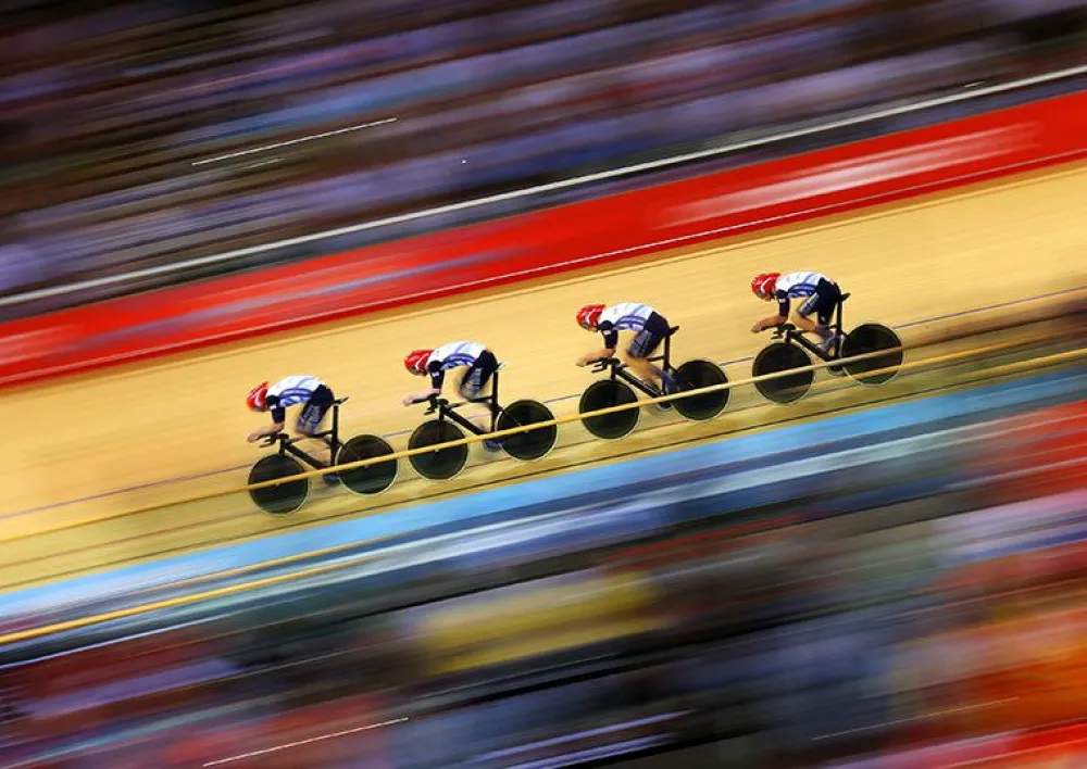 Team GB London 2012 Team Pursuit Track Cycling Art Print