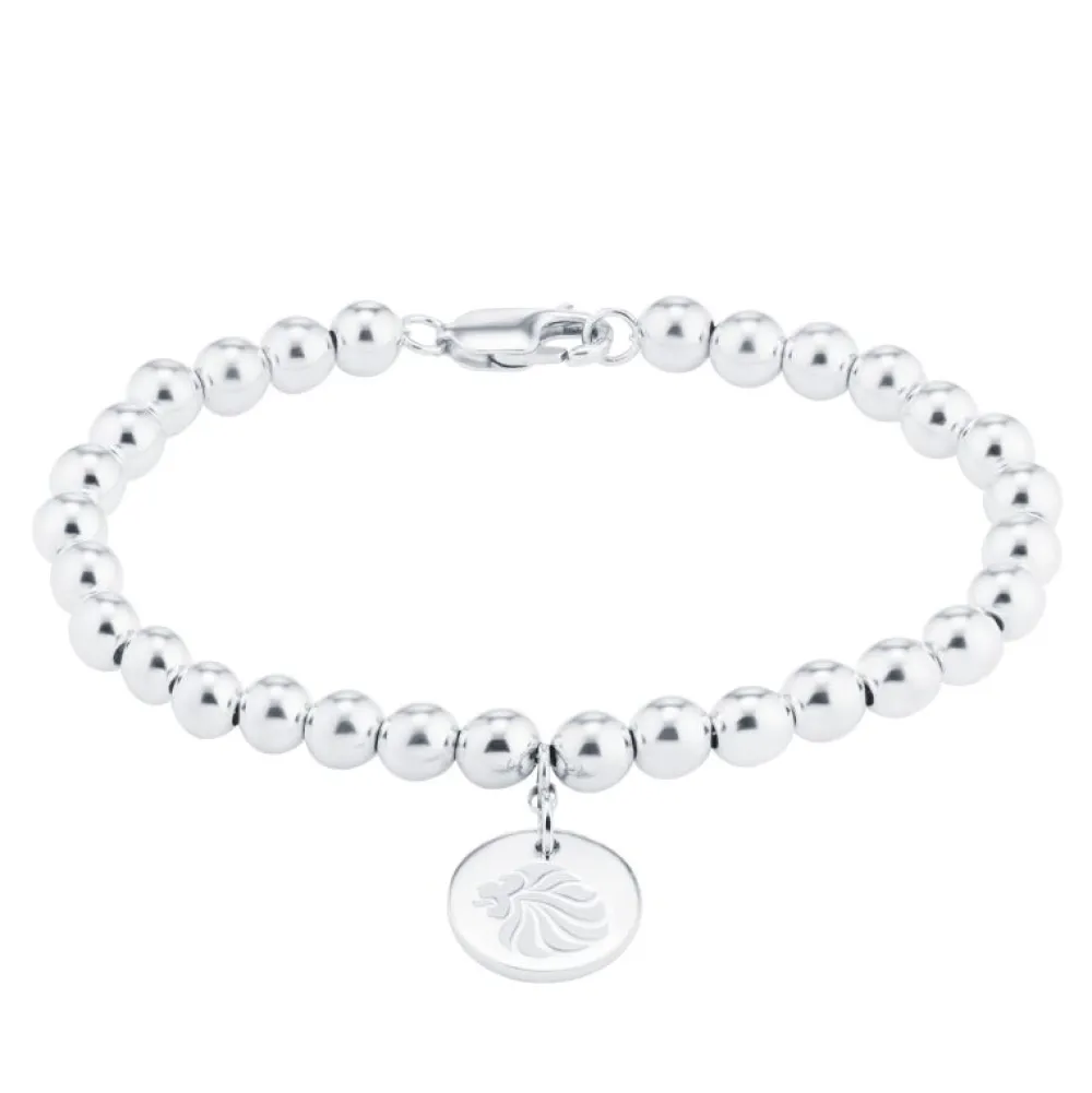 Mappin & Webb Team GB Lion Head Sterling Silver Bead Bracelet