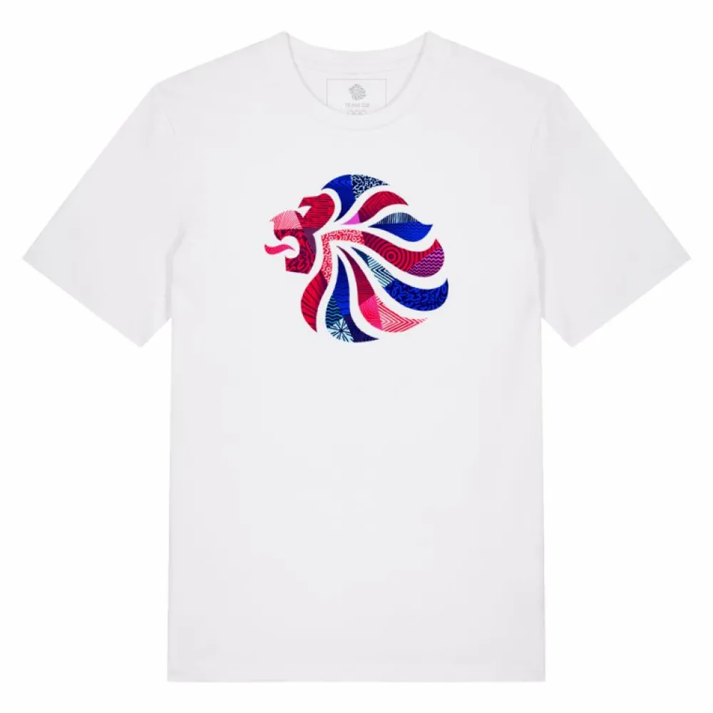 Team GB Abstract Lion Print to Order White T-shirt