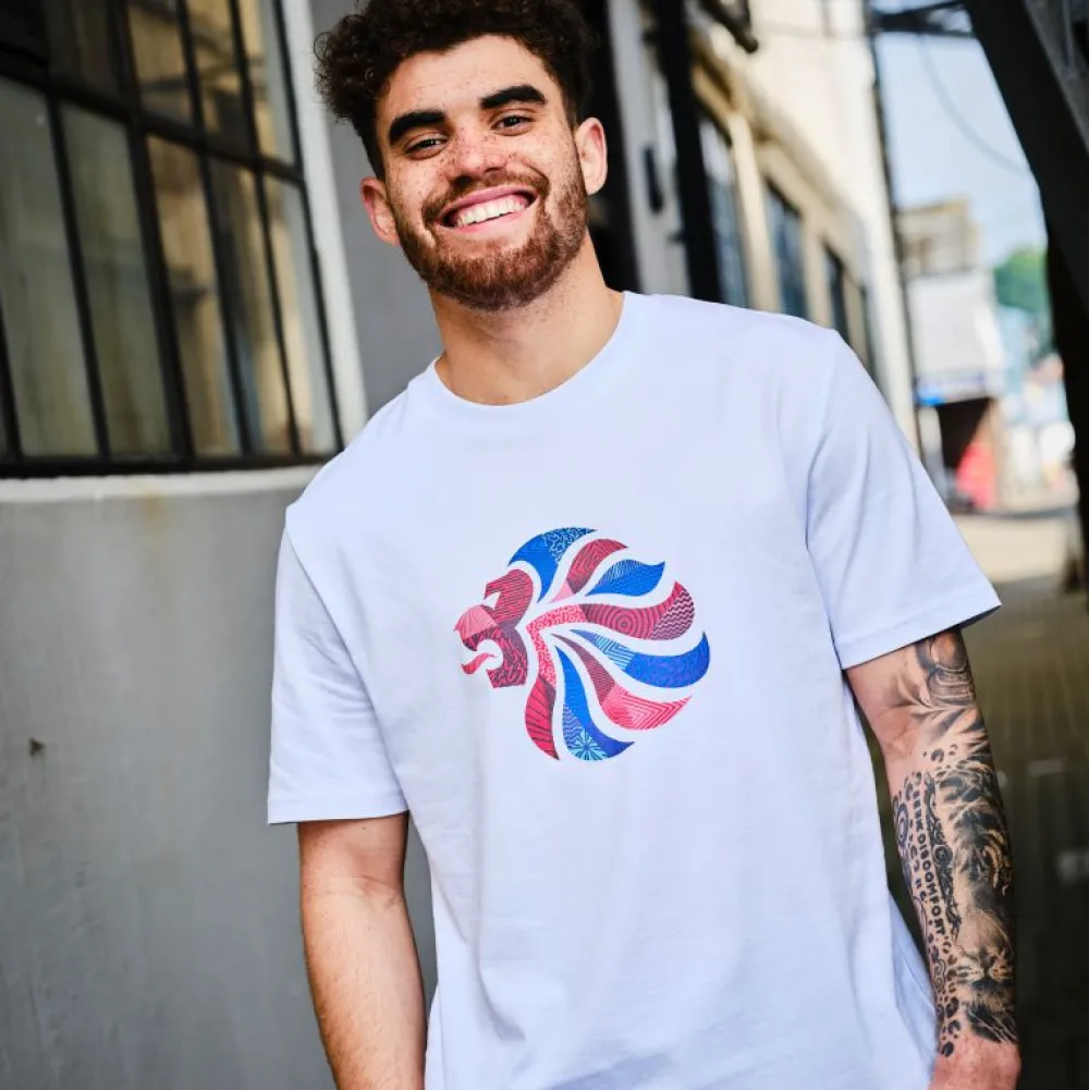 Team GB Abstract Lion T-shirt White