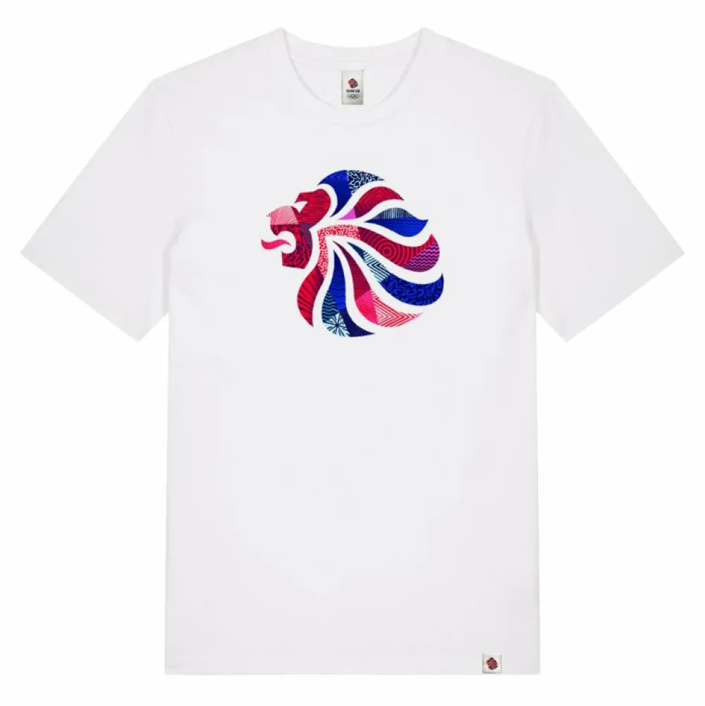 Team GB Abstract Lion T-shirt White