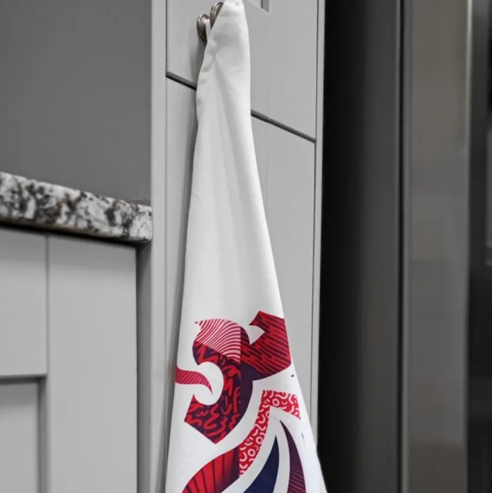 Team GB Abstract Lion White Tea Towel