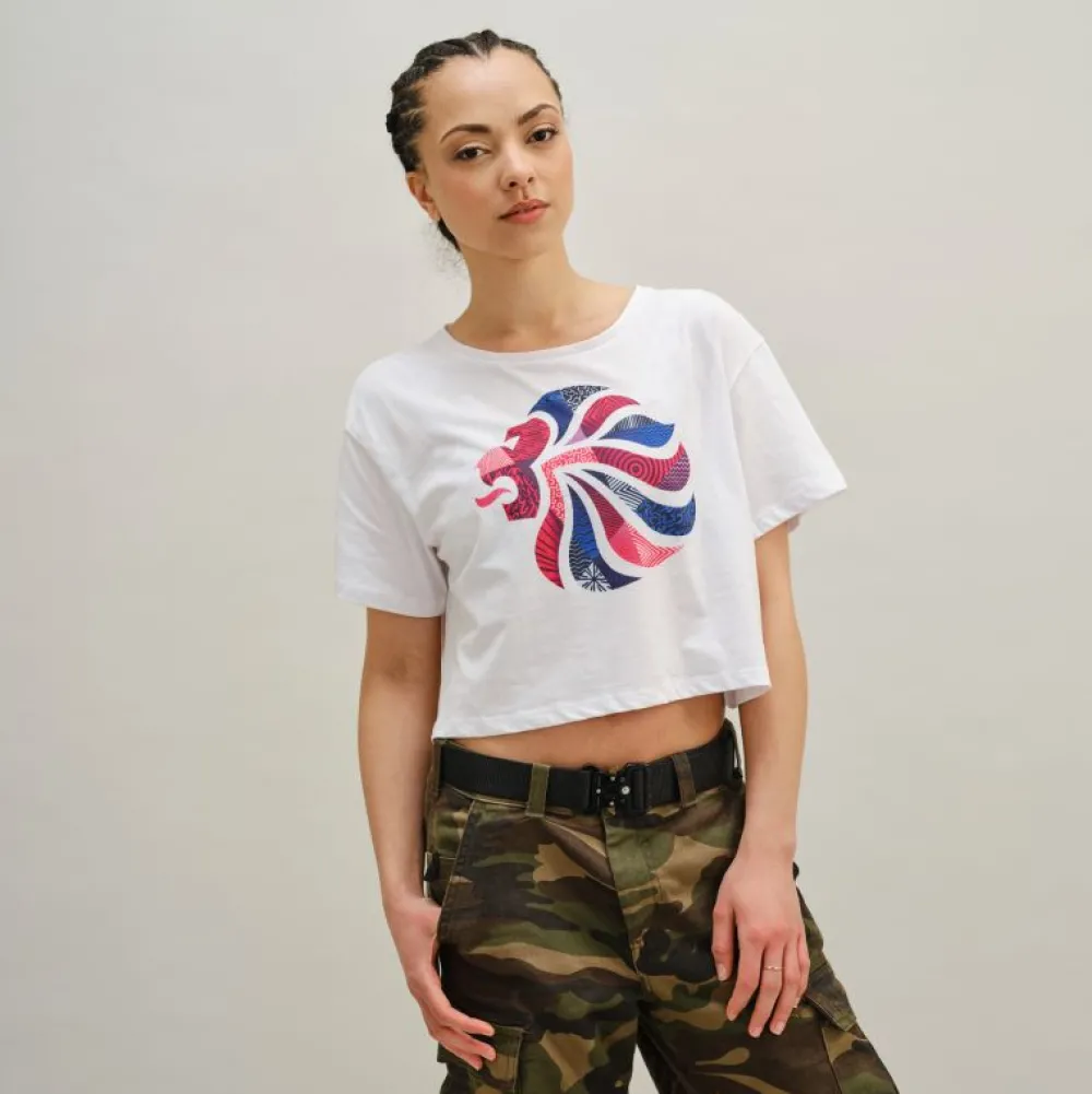 team_gb_abstract_lion_womens_white_crop_top_2.webp Women Team GB Abstract Lion Women's White Crop Top