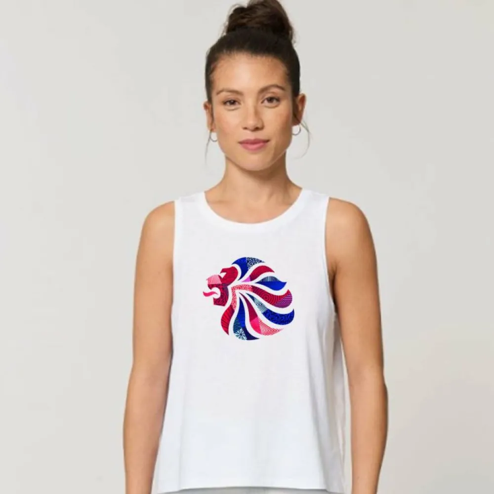 Women Team GB Abstract Lion Women's White Vest
