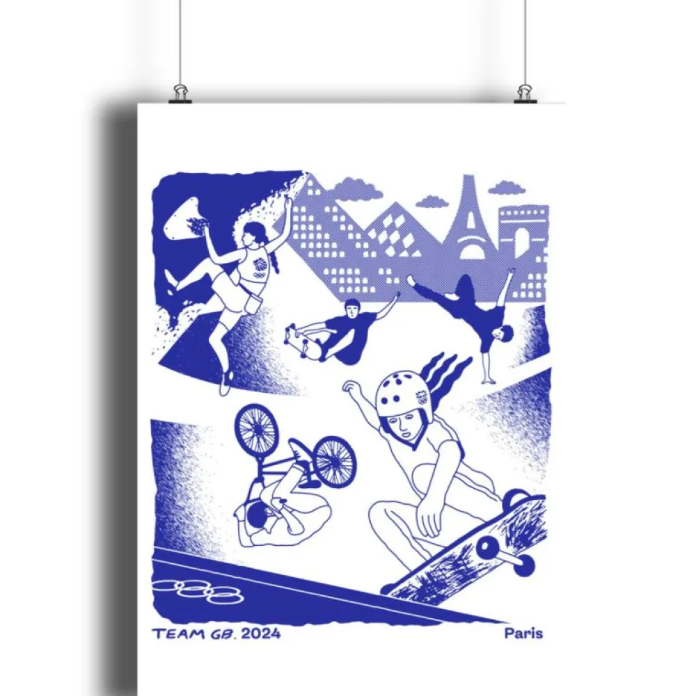 Team GB Concorde Art Print White & Blue A2