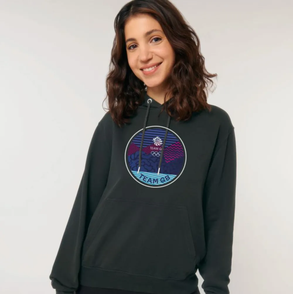 Team GB Core Emblem Hoodie Washed Black