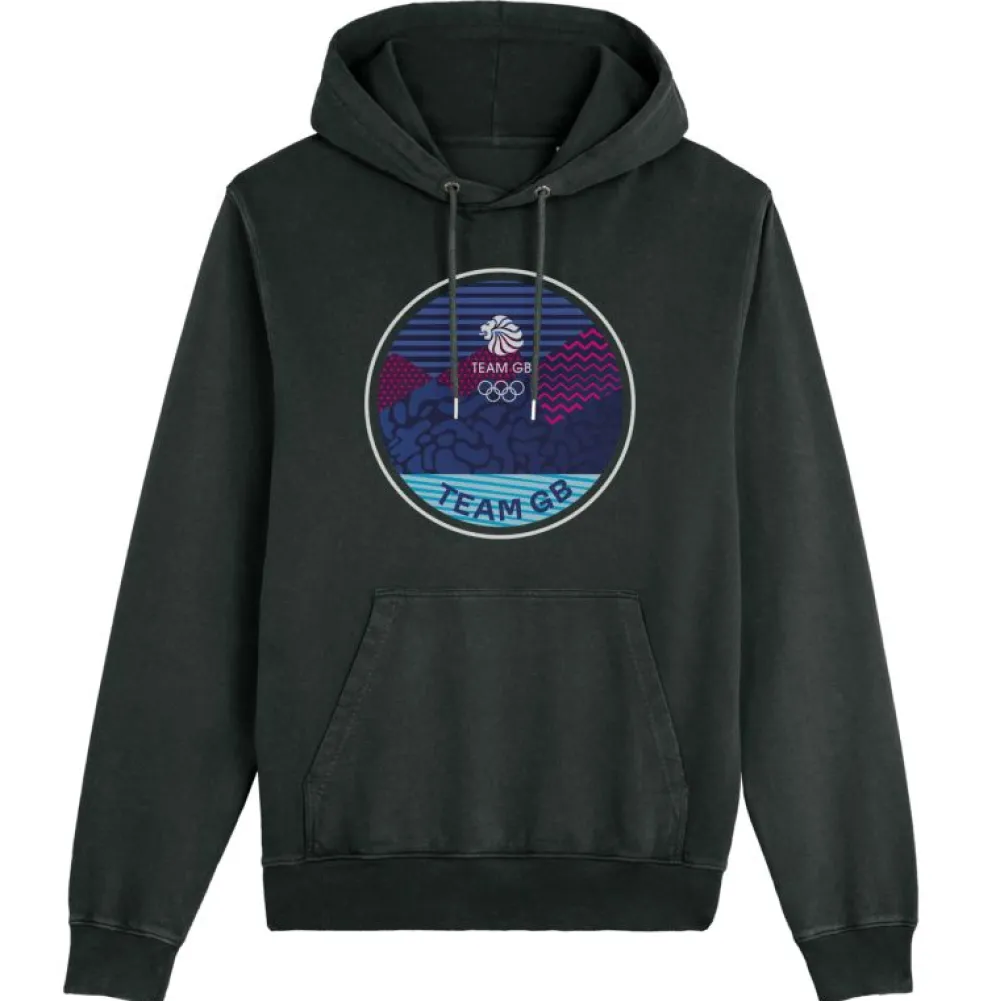 Team GB Core Emblem Hoodie Washed Black