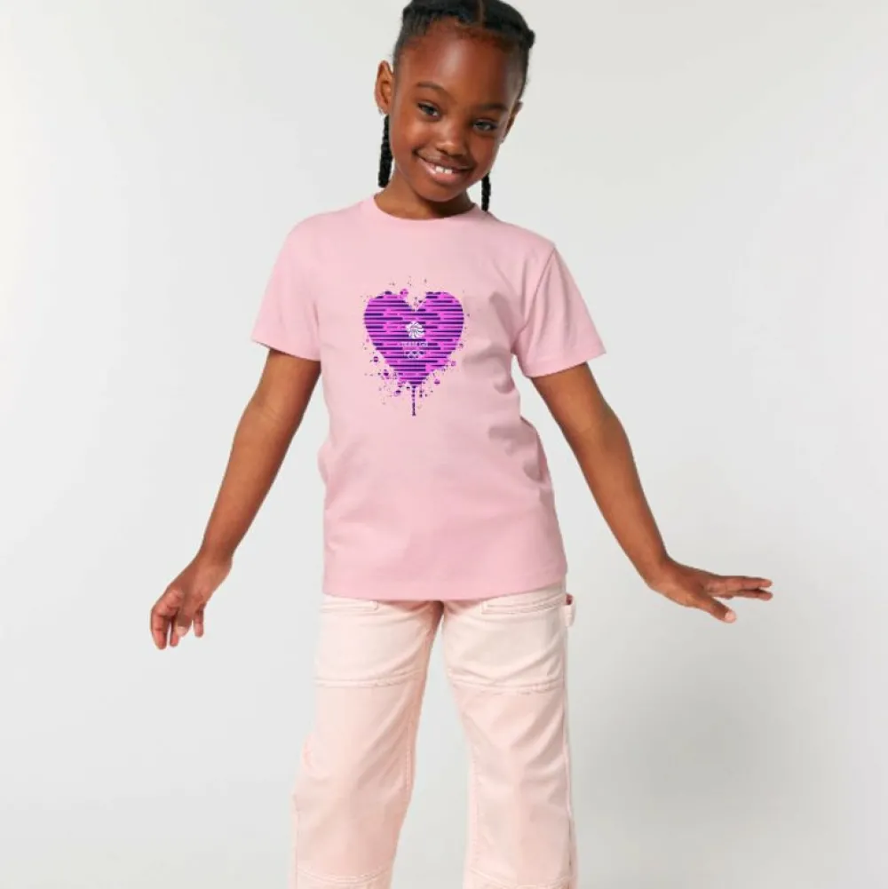 Kids Team GB Kids Heart Graffiti Print T-Shirt Pink