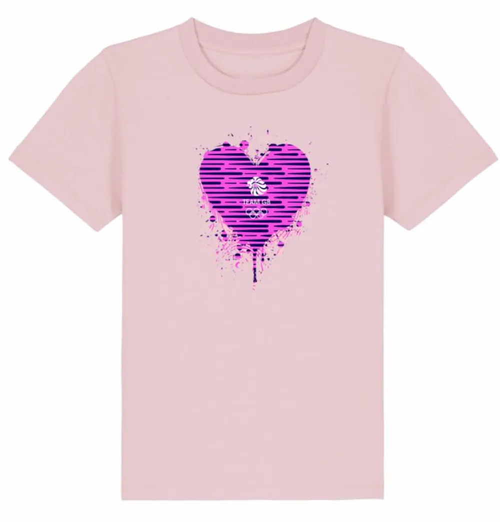 Kids Team GB Kids Heart Graffiti Print T-Shirt Pink