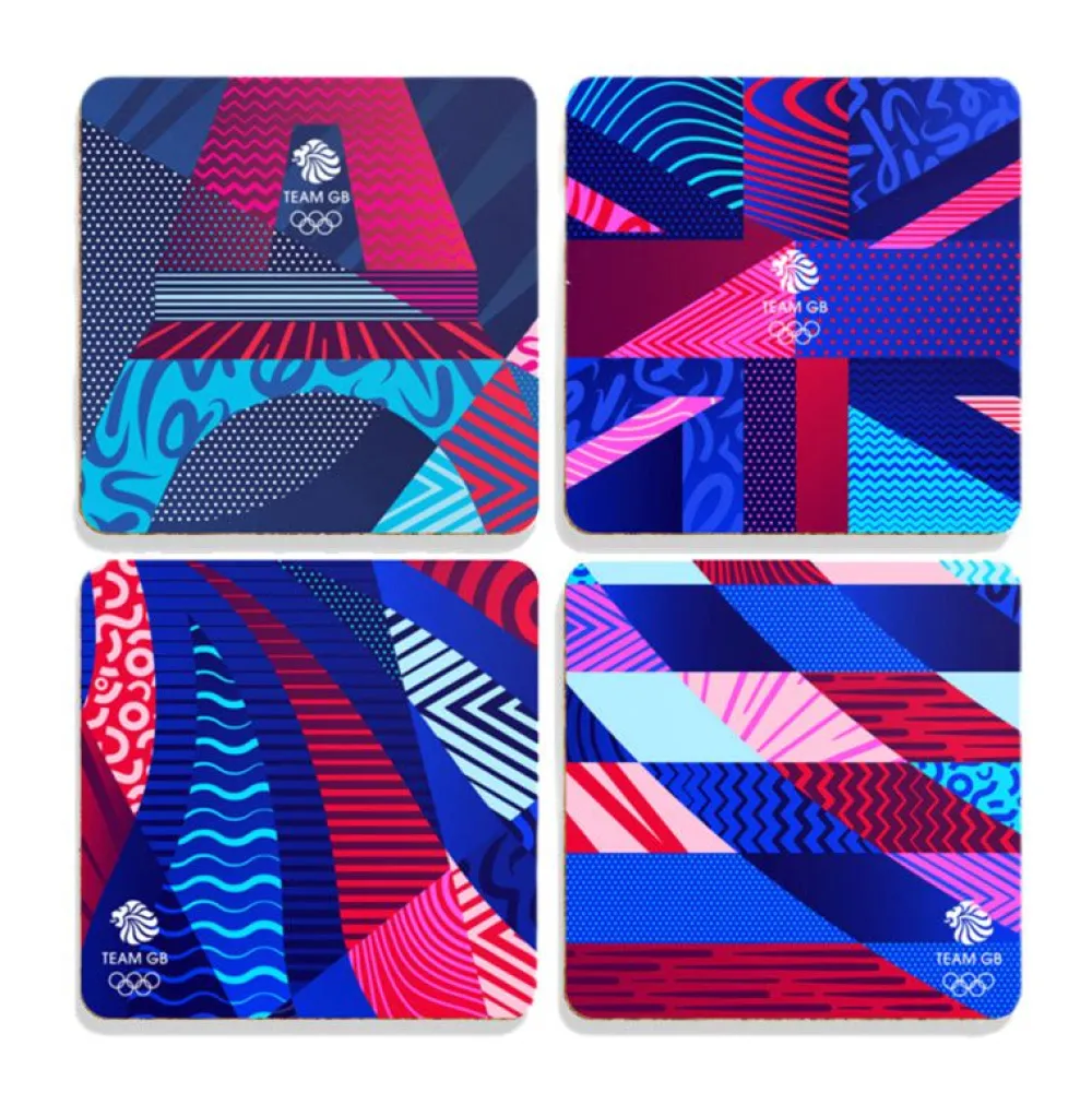 Team GB Paris Abstract Illustration Coaster Set x 4