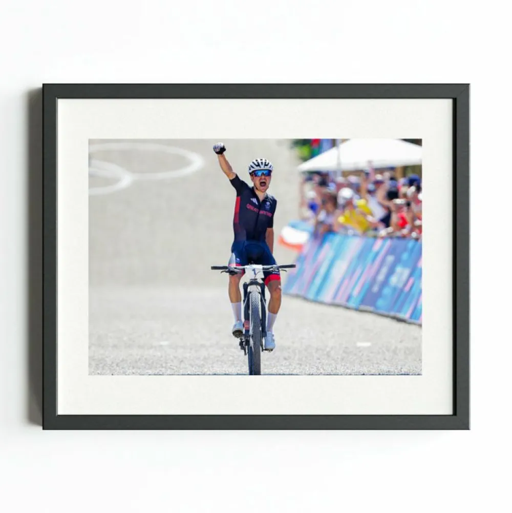 Team GB Paris Art Print "Tom Pidcock Defends Olympic Title with Gold"