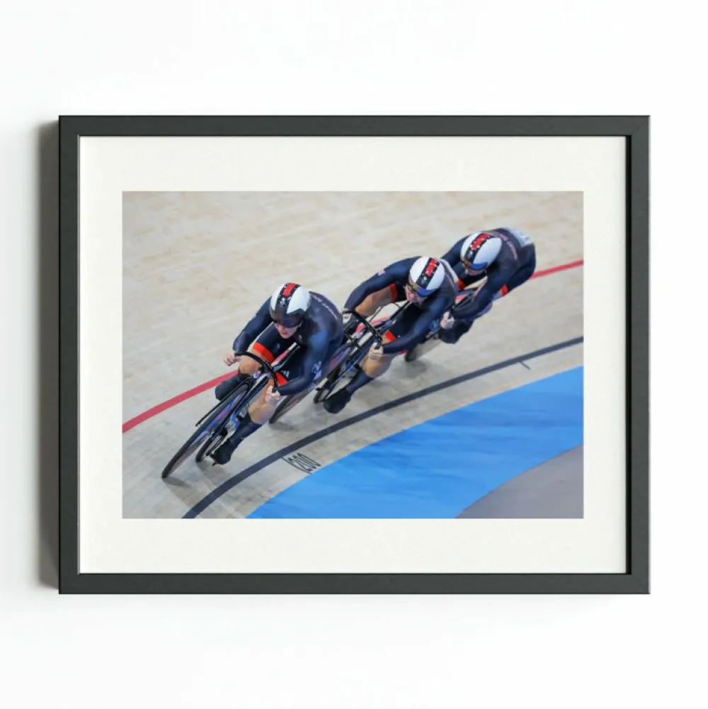 Team GB Paris Art Print 'World Record and Gold in Women's Cycling Team Sprint'