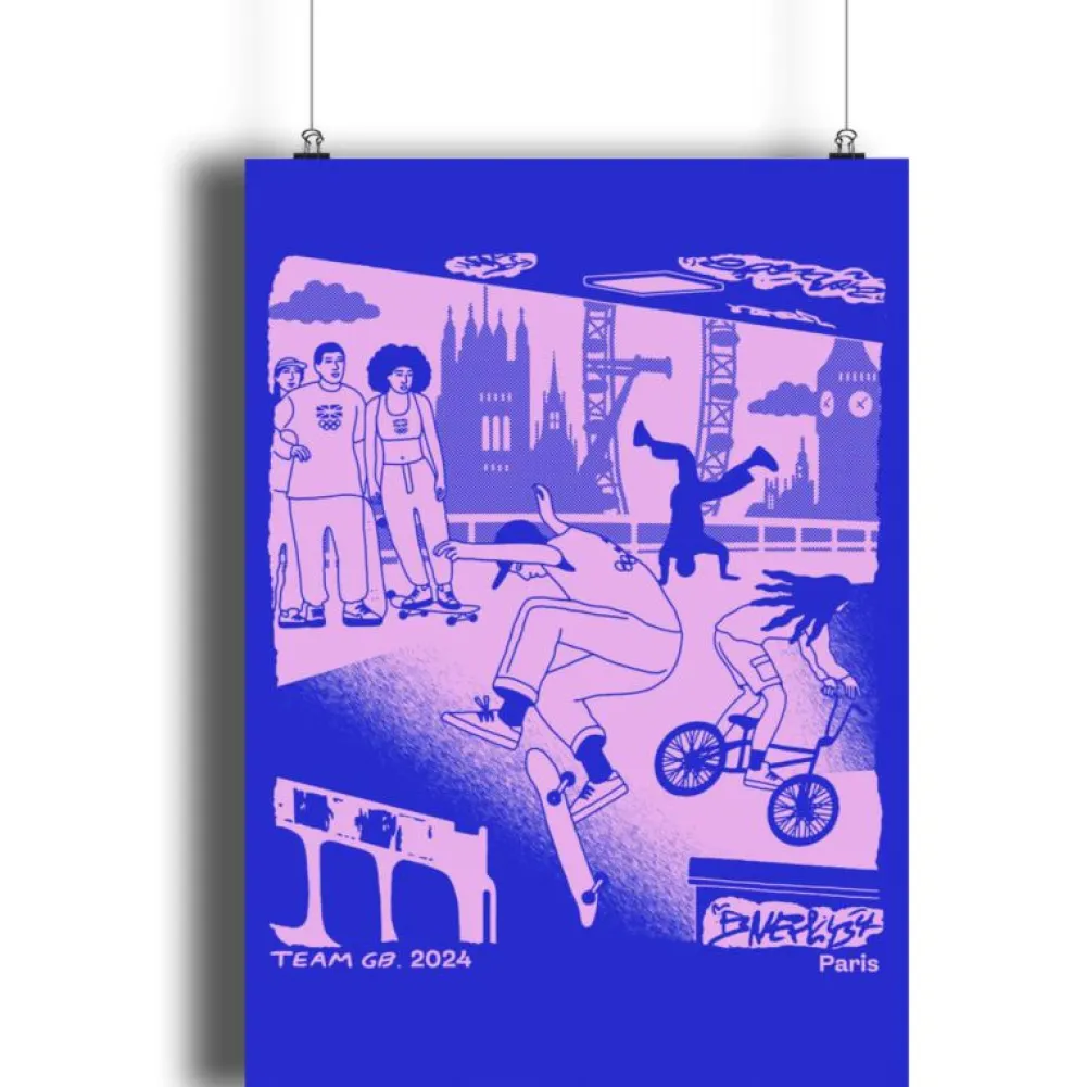 Team GB Southbank Art Print Blue Pink A2